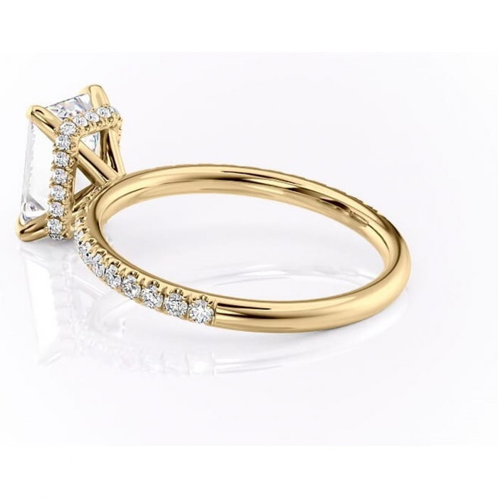 Inel de logodnă Briony din aur Galben 18kt cu moissanite tăietură smarald – Montură pavé rafinată pentru profil înalt | Personalizează și configurează gratuit online [5]