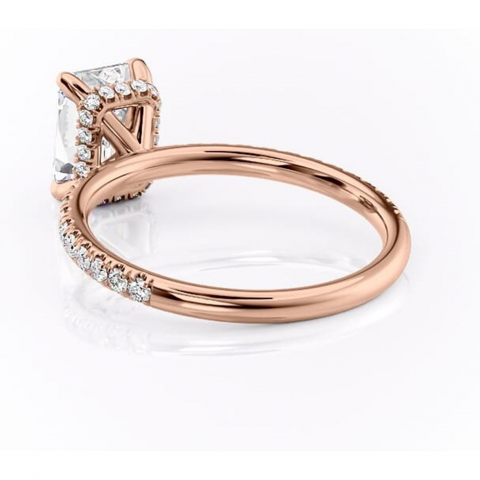Inel de logodnă Briony din aur Rose 14kt cu moissanite tăietură radiantă – Montură pavé rafinată pentru profil înalt | Personalizează și configurează gratuit online [4]