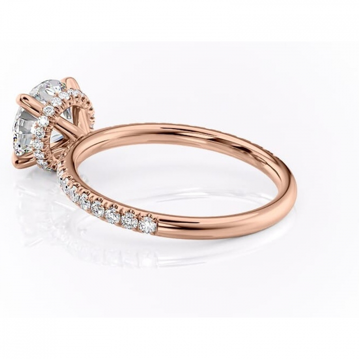 Inel de logodnă Briony din aur Rose 14kt cu moissanite tăietură rotundă – Montură pavé rafinată pentru profil înalt | Personalizează și configurează gratuit online [5]