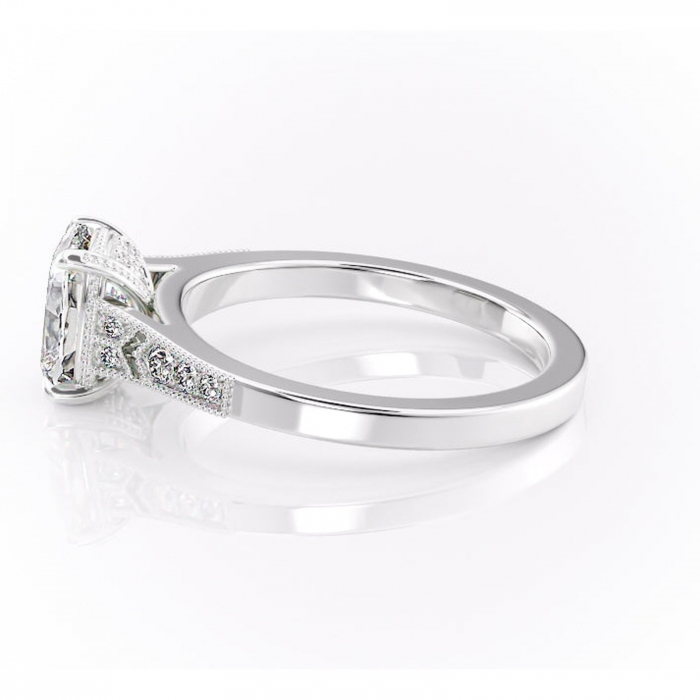 Inel de logodnă Caelia din aur Alb 14kt cu moissanite tăietură asscher – Pietre laterale rafinată pentru profil înalt | Personalizează și configurează gratuit online [6]