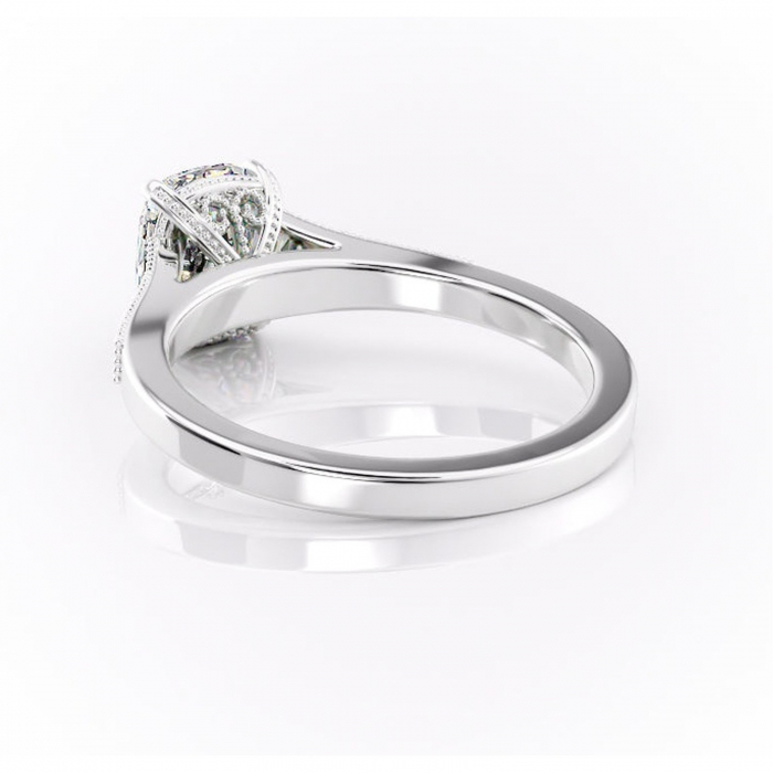 Inel de logodnă Caelia din aur Alb 14kt cu moissanite tăietură asscher – Pietre laterale rafinată pentru profil înalt | Personalizează și configurează gratuit online [4]