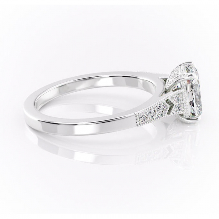 Inel de logodnă Caelia din aur Alb 14kt cu moissanite tăietură asscher – Pietre laterale rafinată pentru profil înalt | Personalizează și configurează gratuit online [2]