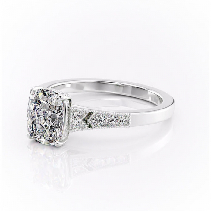 Inel de logodnă Caelia din aur Alb 14kt cu moissanite tăietură asscher – Pietre laterale rafinată pentru profil înalt | Personalizează și configurează gratuit online [7]