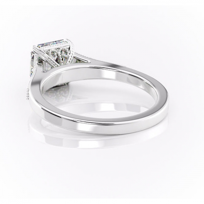 Inel de logodnă Caelia din aur Alb 14kt cu moissanite tăietură asscher – Pietre laterale rafinată pentru profil înalt | Personalizează și configurează gratuit online [4]