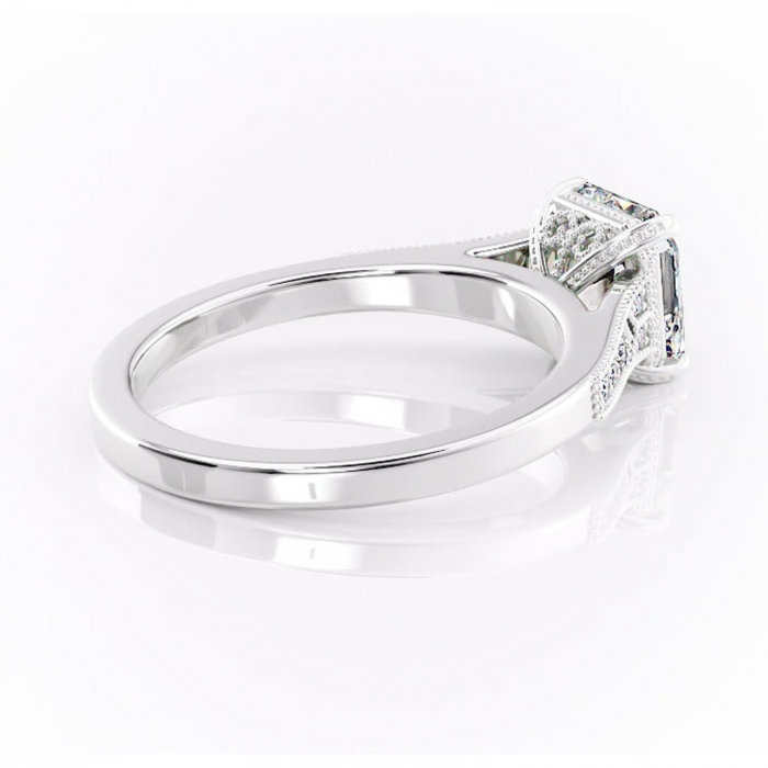Inel de logodnă Caelia din aur Alb 14kt cu moissanite tăietură asscher – Pietre laterale rafinată pentru profil înalt | Personalizează și configurează gratuit online [3]