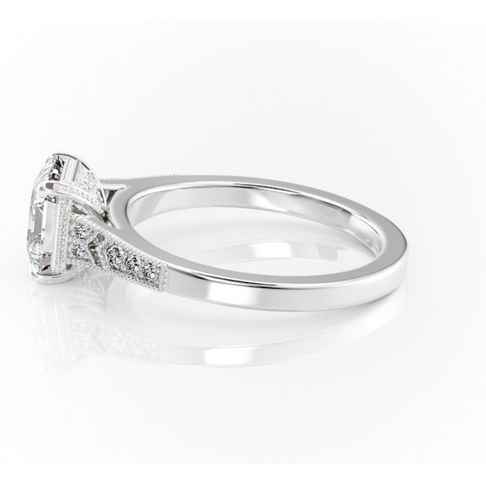 Inel de logodnă Caelia din aur Alb 14kt cu moissanite tăietură asscher – Pietre laterale rafinată pentru profil înalt | Personalizează și configurează gratuit online [6]