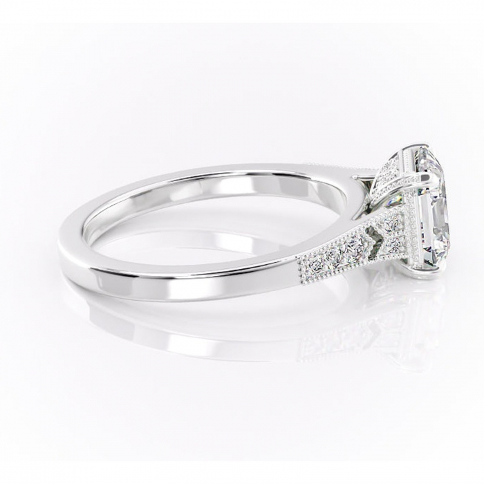 Inel de logodnă Caelia din aur Alb 14kt cu moissanite tăietură asscher – Pietre laterale rafinată pentru profil înalt | Personalizează și configurează gratuit online [2]