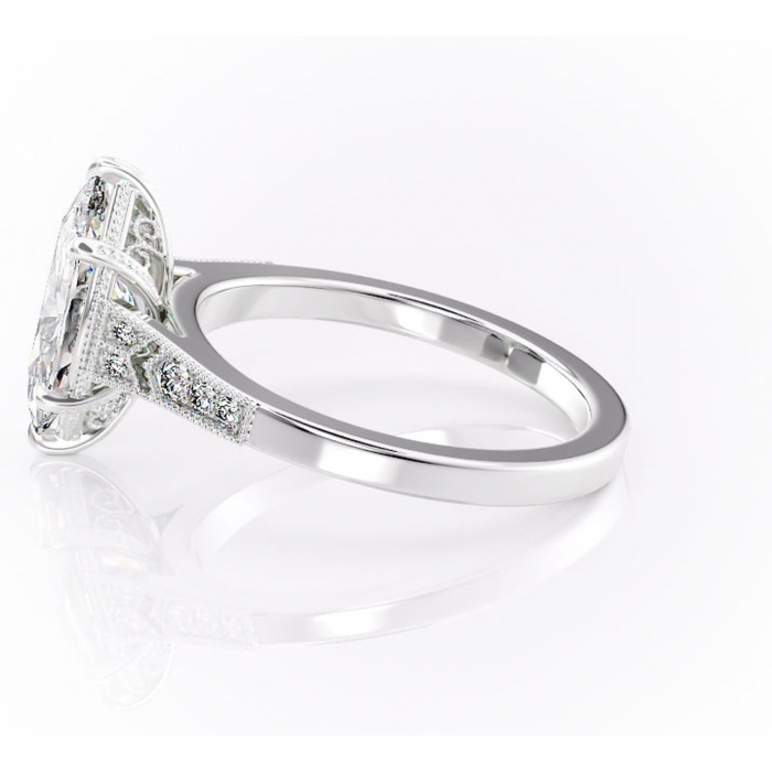 Inel de logodnă Caelia din aur Alb 14kt cu moissanite tăietură marquise – Pietre laterale rafinată pentru profil înalt | Personalizează și configurează gratuit online [6]
