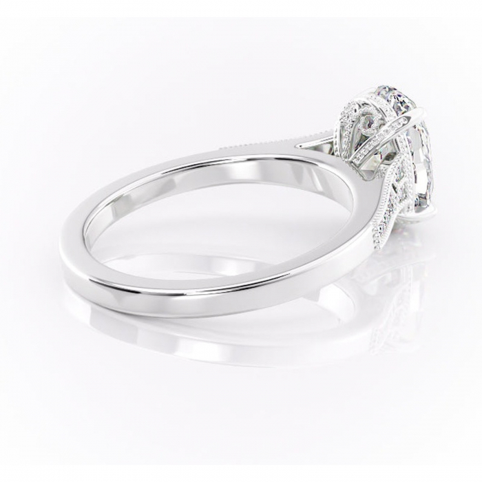 Inel de logodnă Caelia din aur Alb 14kt cu moissanite tăietură ovală – Pietre laterale rafinată pentru profil înalt | Personalizează și configurează gratuit online [3]