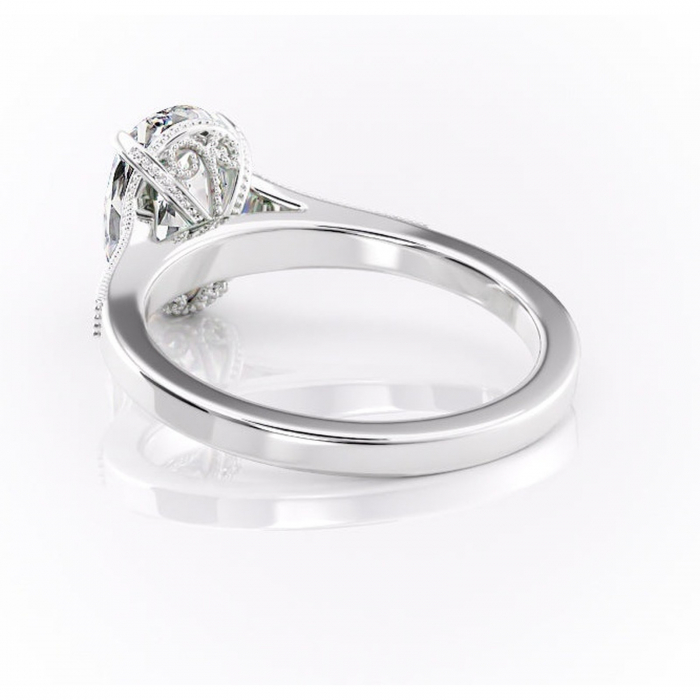 Inel de logodnă Caelia din aur Alb 14kt cu moissanite tăietură ovală – Pietre laterale rafinată pentru profil înalt | Personalizează și configurează gratuit online [4]