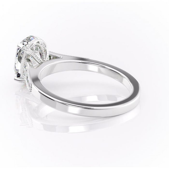 Inel de logodnă Caelia din aur Alb 14kt cu moissanite tăietură ovală – Pietre laterale rafinată pentru profil înalt | Personalizează și configurează gratuit online [5]