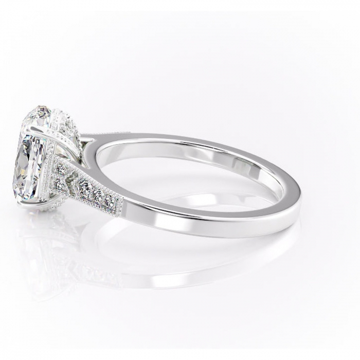 Inel de logodnă Caelia din aur Alb 14kt cu moissanite tăietură ovală – Pietre laterale rafinată pentru profil înalt | Personalizează și configurează gratuit online [6]