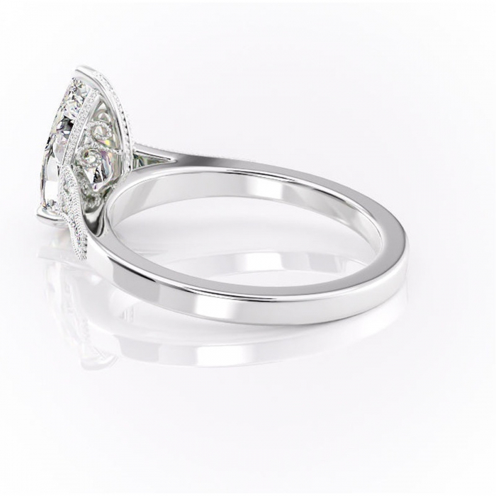 Inel de logodnă Caelia din aur Alb 14kt cu moissanite tăietură pară – Pietre laterale rafinată pentru profil înalt | Personalizează și configurează gratuit online [5]