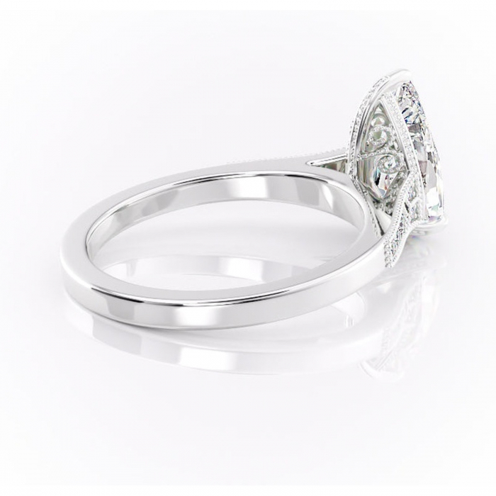 Inel de logodnă Caelia din aur Alb 14kt cu moissanite tăietură pară – Pietre laterale rafinată pentru profil înalt | Personalizează și configurează gratuit online [3]