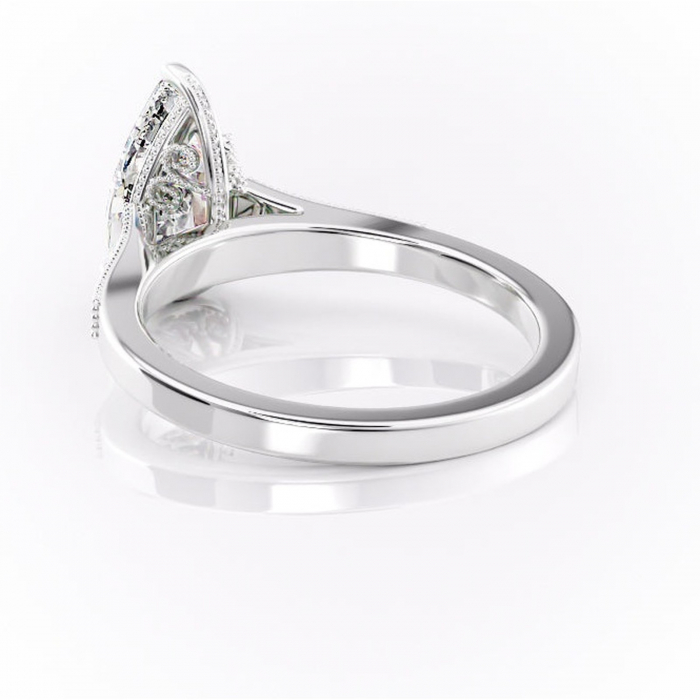 Inel de logodnă Caelia din aur Alb 14kt cu moissanite tăietură pară – Pietre laterale rafinată pentru profil înalt | Personalizează și configurează gratuit online [4]