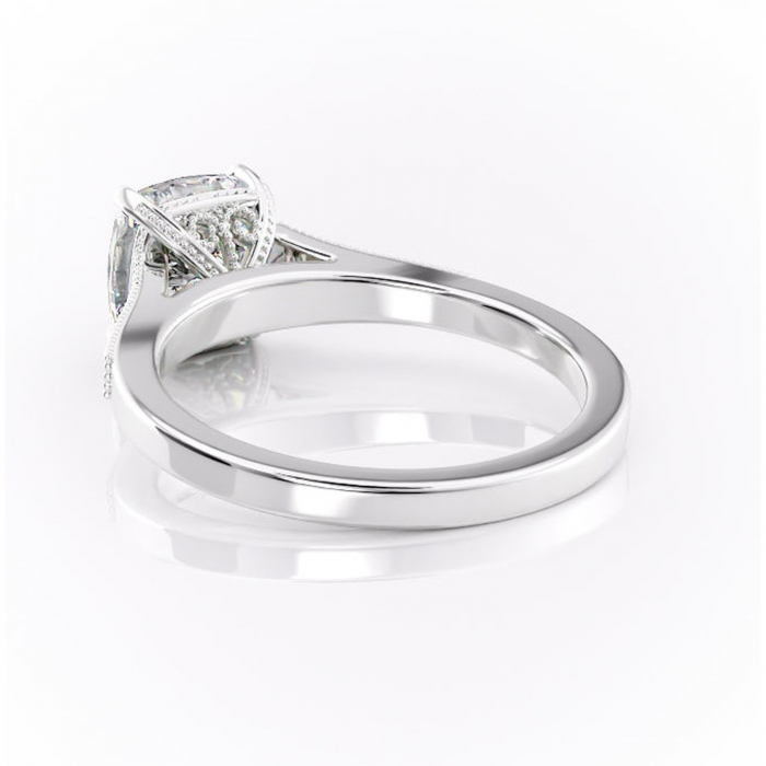 Inel de logodnă Caelia din aur Alb 14kt cu moissanite tăietură pernă – Pietre laterale rafinată pentru profil înalt | Personalizează și configurează gratuit online [4]