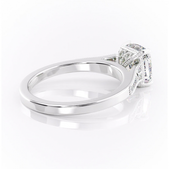 Inel de logodnă Caelia din aur Alb 14kt cu moissanite tăietură pernă – Pietre laterale rafinată pentru profil înalt | Personalizează și configurează gratuit online [3]