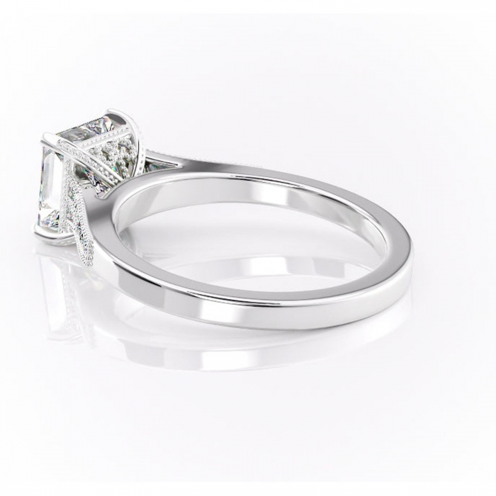 Inel de logodnă Caelia din aur Alb 14kt cu moissanite tăietură princess – Pietre laterale rafinată pentru profil înalt | Personalizează și configurează gratuit online [5]