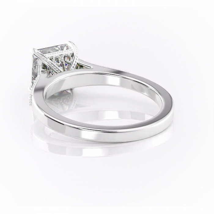 Inel de logodnă Caelia din aur Alb 14kt cu moissanite tăietură princess – Pietre laterale rafinată pentru profil înalt | Personalizează și configurează gratuit online [4]
