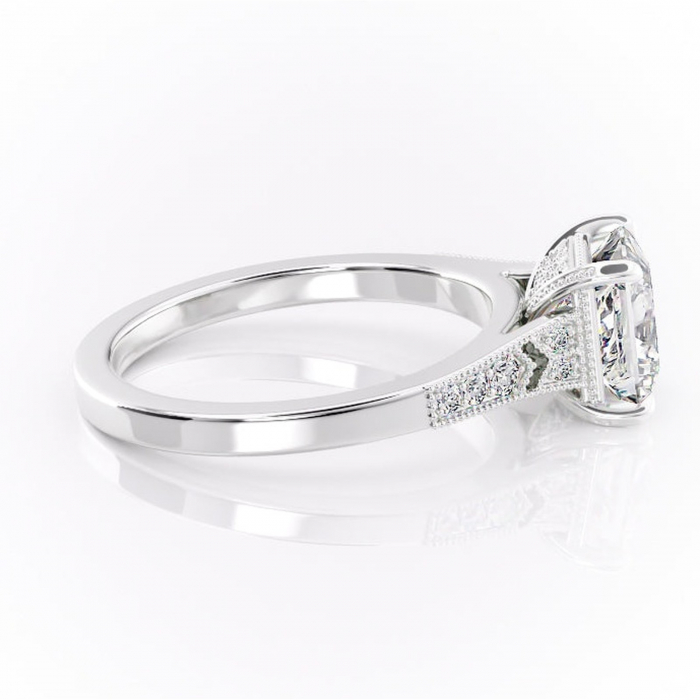 Inel de logodnă Caelia din aur Alb 14kt cu moissanite tăietură princess – Pietre laterale rafinată pentru profil înalt | Personalizează și configurează gratuit online [2]