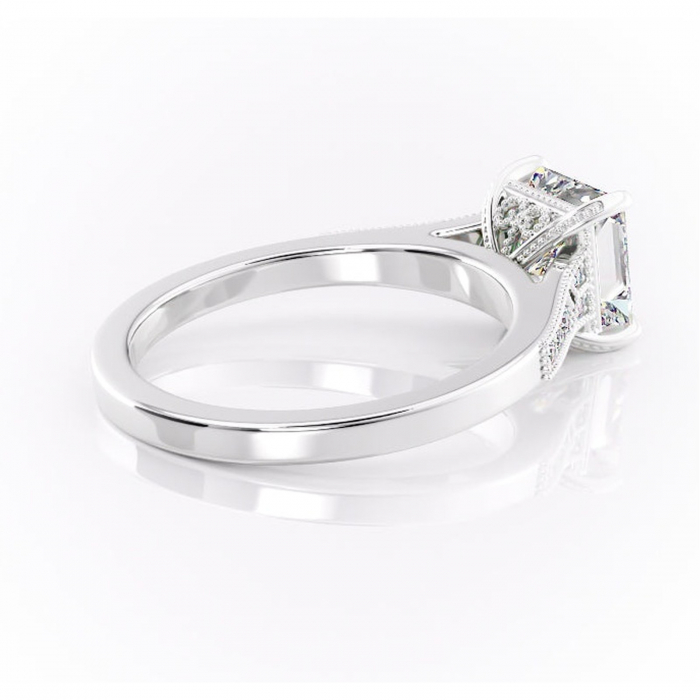 Inel de logodnă Caelia din aur Alb 14kt cu moissanite tăietură princess – Pietre laterale rafinată pentru profil înalt | Personalizează și configurează gratuit online [3]