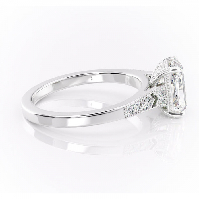 Inel de logodnă Caelia din aur Alb 14kt cu moissanite tăietură radiantă – Pietre laterale rafinată pentru profil înalt | Personalizează și configurează gratuit online [2]