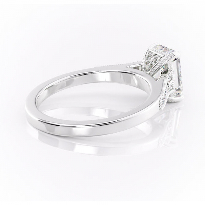 Inel de logodnă Caelia din aur Alb 14kt cu moissanite tăietură radiantă – Pietre laterale rafinată pentru profil înalt | Personalizează și configurează gratuit online [3]