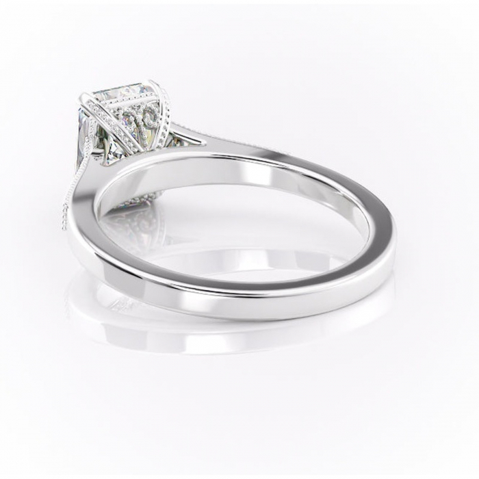 Inel de logodnă Caelia din aur Alb 14kt cu moissanite tăietură radiantă – Pietre laterale rafinată pentru profil înalt | Personalizează și configurează gratuit online [4]