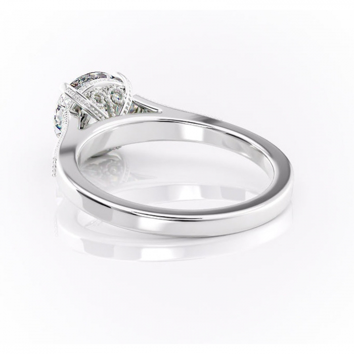Inel de logodnă Caelia din aur Alb 14kt cu moissanite tăietură rotundă – Pietre laterale rafinată pentru profil înalt | Personalizează și configurează gratuit online [4]