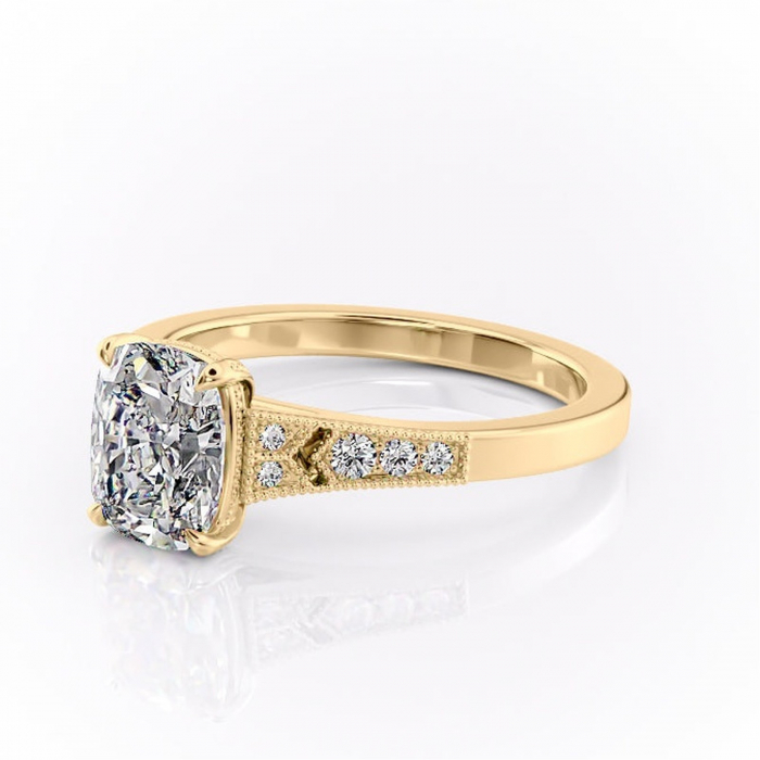 Inel de logodnă Caelia din aur Galben 14kt cu moissanite tăietură asscher – Pietre laterale rafinată pentru profil înalt | Personalizează și configurează gratuit online [7]