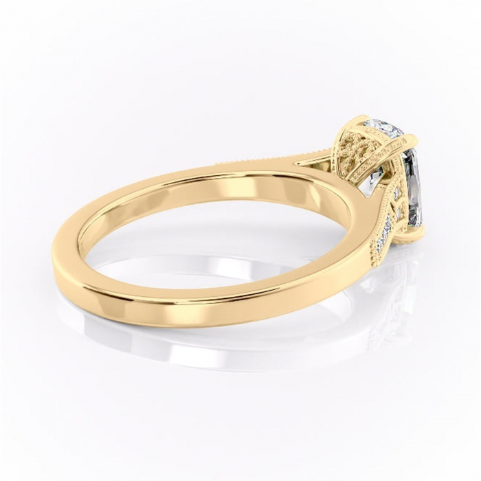 Inel de logodnă Caelia din aur Galben 14kt cu moissanite tăietură asscher – Pietre laterale rafinată pentru profil înalt | Personalizează și configurează gratuit online [3]