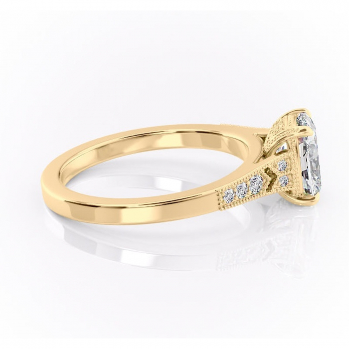 Inel de logodnă Caelia din aur Galben 14kt cu moissanite tăietură asscher – Pietre laterale rafinată pentru profil înalt | Personalizează și configurează gratuit online [2]