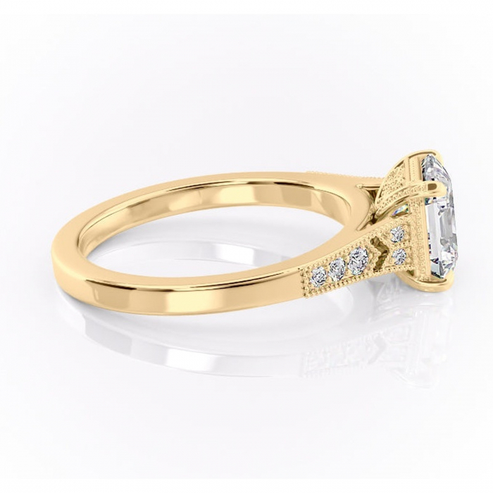 Inel de logodnă Caelia din aur Galben 18kt cu moissanite tăietură asscher – Pietre laterale rafinată pentru profil înalt | Personalizează și configurează gratuit online [2]