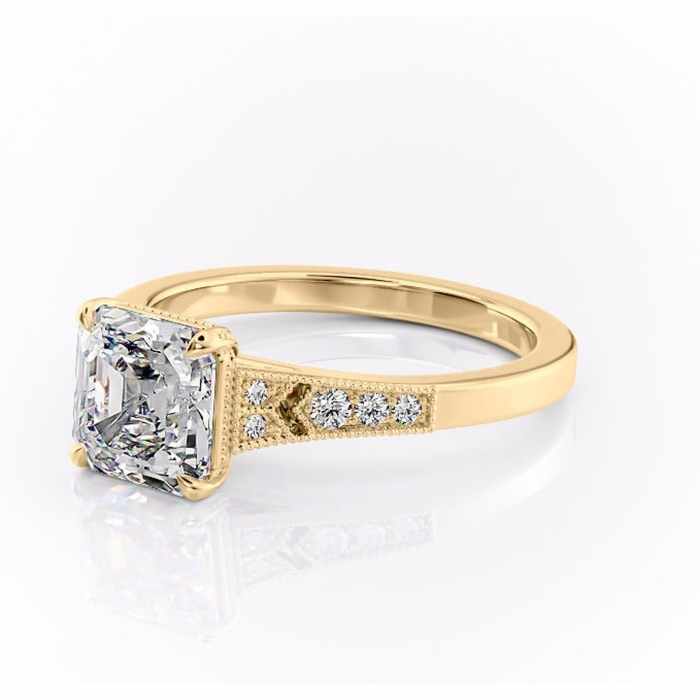 Inel de logodnă Caelia din aur Galben 18kt cu moissanite tăietură asscher – Pietre laterale rafinată pentru profil înalt | Personalizează și configurează gratuit online [7]