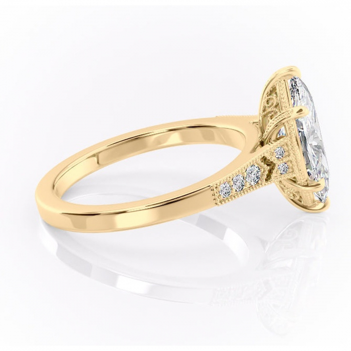 Inel de logodnă Caelia din aur Galben 14kt cu moissanite tăietură marquise – Pietre laterale rafinată pentru profil înalt | Personalizează și configurează gratuit online [2]