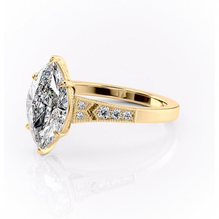 Inel de logodnă Caelia din aur Galben 14kt cu moissanite tăietură marquise – Pietre laterale rafinată pentru profil înalt | Personalizează și configurează gratuit online [7]
