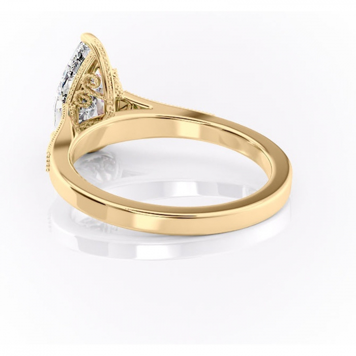Inel de logodnă Caelia din aur Galben 14kt cu moissanite tăietură pară – Pietre laterale rafinată pentru profil înalt | Personalizează și configurează gratuit online [4]