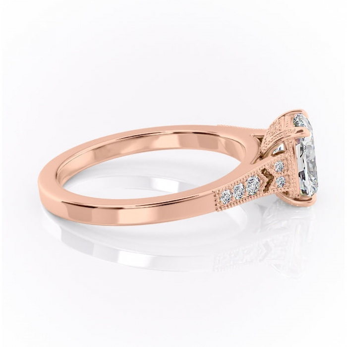 Inel de logodnă Caelia din aur Rose 14kt cu moissanite tăietură asscher – Pietre laterale rafinată pentru profil înalt | Personalizează și configurează gratuit online [2]