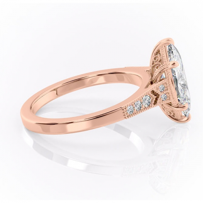 Inel de logodnă Caelia din aur Rose 14kt cu moissanite tăietură marquise – Pietre laterale rafinată pentru profil înalt | Personalizează și configurează gratuit online [2]