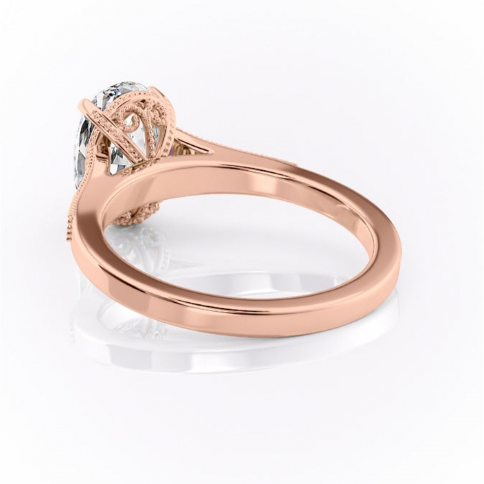 Inel de logodnă Caelia din aur Rose 14kt cu moissanite tăietură ovală – Pietre laterale rafinată pentru profil înalt | Personalizează și configurează gratuit online [4]