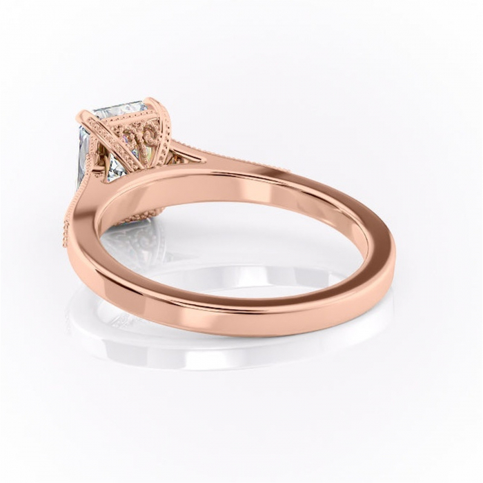 Inel de logodnă Caelia din aur Rose 14kt cu moissanite tăietură radiantă – Pietre laterale rafinată pentru profil înalt | Personalizează și configurează gratuit online [4]