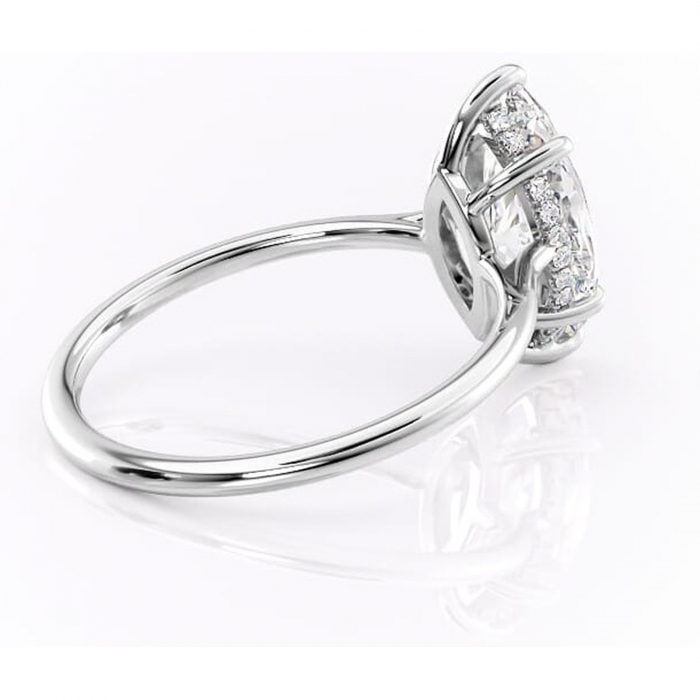 Inel de logodnă Camellia din aur Alb 14kt cu moissanite tăietură marquise – Solitar rafinată pentru profil jos | Personalizează și configurează gratuit online [3]