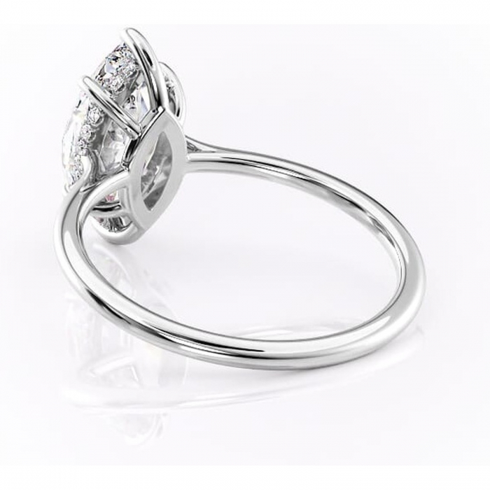 Inel de logodnă Camellia din aur Alb 14kt cu moissanite tăietură marquise – Solitar rafinată pentru profil jos | Personalizează și configurează gratuit online [4]