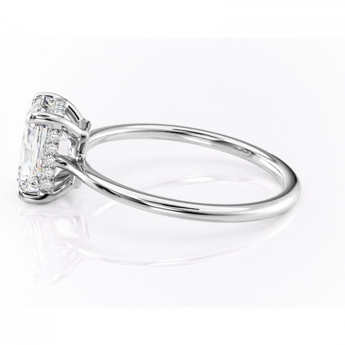 Inel de logodnă Camellia din aur Alb 14kt cu moissanite tăietură radiantă – Solitar rafinată pentru profil jos | Personalizează și configurează gratuit online [6]
