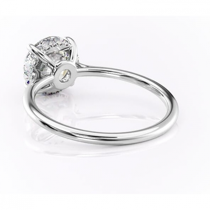 Inel de logodnă Camellia din aur Alb 14kt cu moissanite tăietură rotundă – Solitar rafinată pentru profil jos | Personalizează și configurează gratuit online [4]