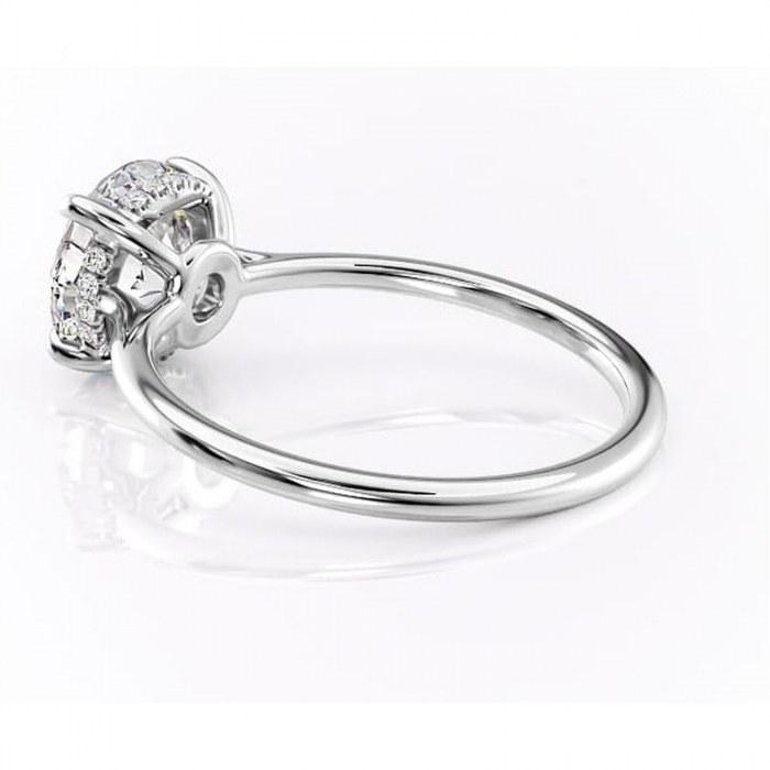 Inel de logodnă Camellia din aur Alb 14kt cu moissanite tăietură rotundă – Solitar rafinată pentru profil jos | Personalizează și configurează gratuit online [5]