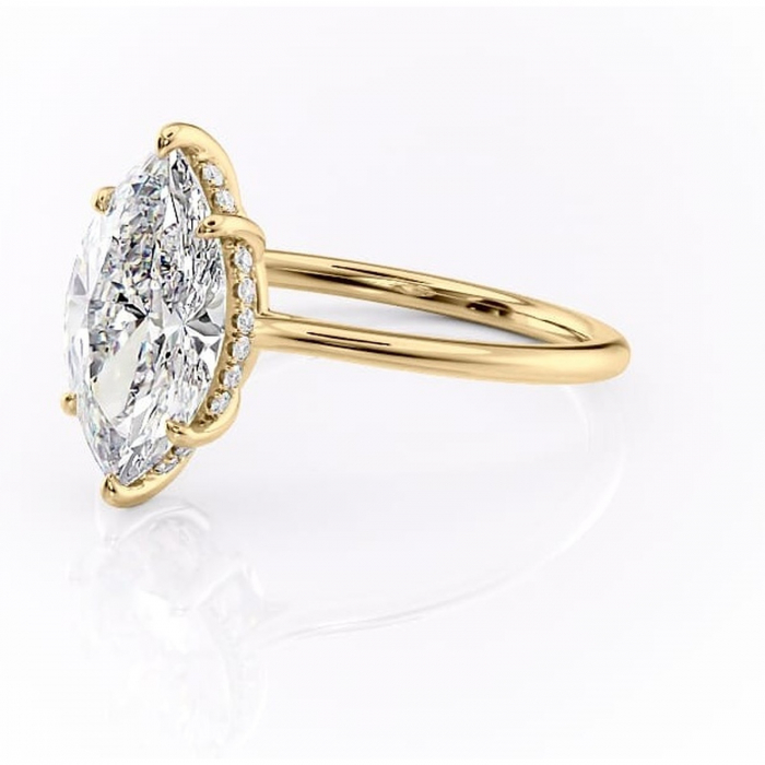 Inel de logodnă Camellia din aur Galben 14kt cu moissanite tăietură marquise – Solitar rafinată pentru profil jos | Personalizează și configurează gratuit online [7]