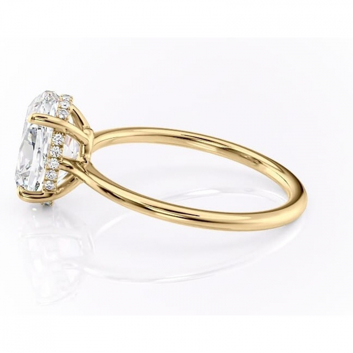 Inel de logodnă Camellia din aur Galben 18kt cu moissanite tăietură ovală – Solitar rafinată pentru profil jos | Personalizează și configurează gratuit online [6]