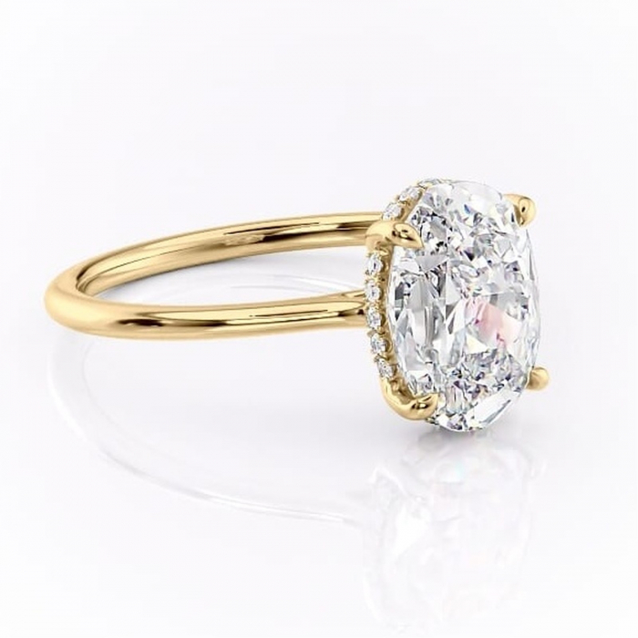 Inel de logodnă Camellia din aur Galben 18kt cu moissanite tăietură ovală – Solitar rafinată pentru profil jos | Personalizează și configurează gratuit online [1]