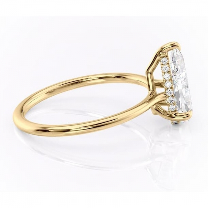 Inel de logodnă Camellia din aur Galben 14kt cu moissanite tăietură pară – Solitar rafinată pentru profil jos | Personalizează și configurează gratuit online [2]